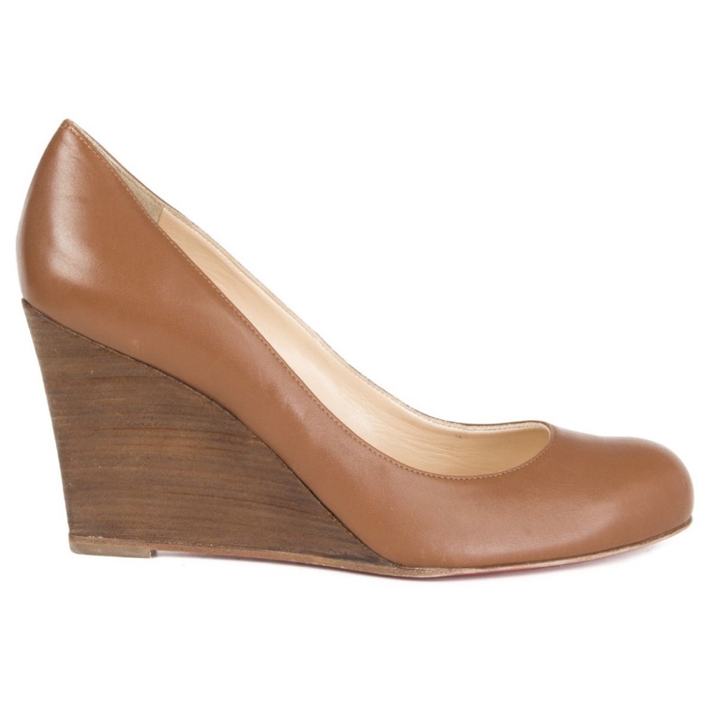 Christian Louboutin Miss Boxe Wedge Pumps in Cognac